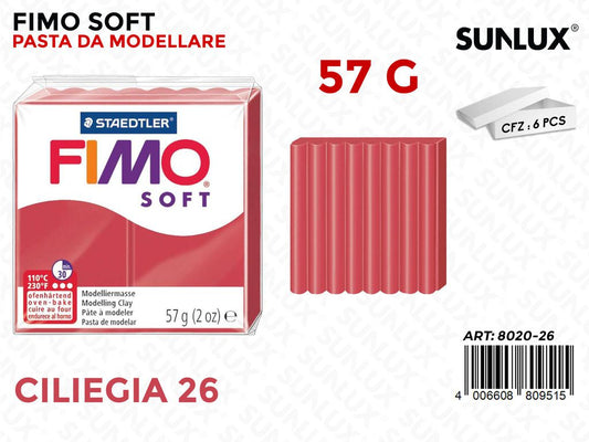 Staed. Fimo Soft 57G 26 Rosso Ciliegia da 6