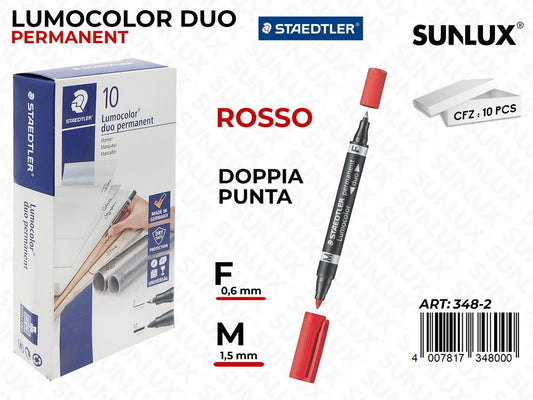 Marker Lumocolor Doppia Punta Rosso