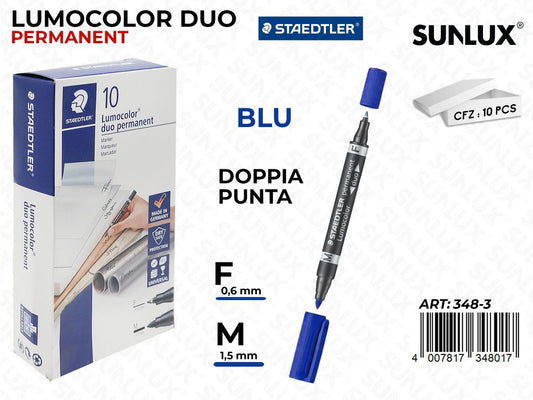 Marker Lumocolor Doppia Punta Blu