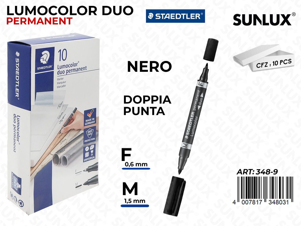 Marker Lumocolor Doppia Punta Nero