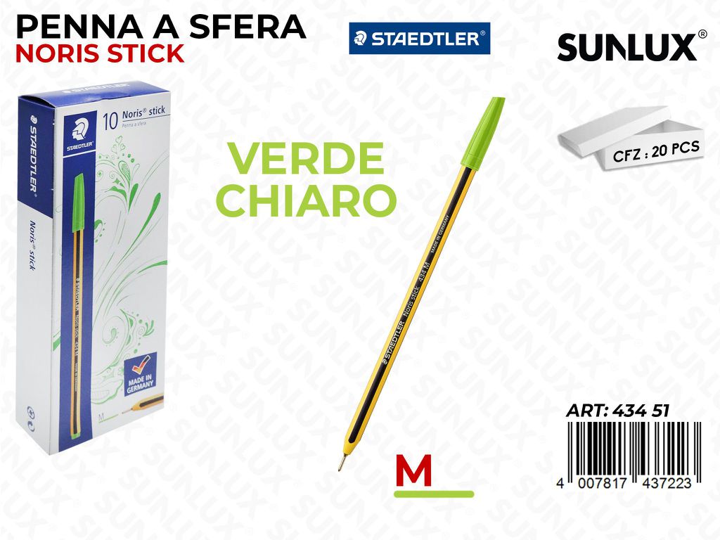 Penna Sfera Noris STICK434 M Verde Chpz da 10