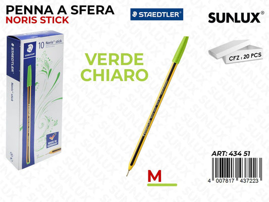 Penna Sfera Noris STICK434 M Verde Chpz da 10