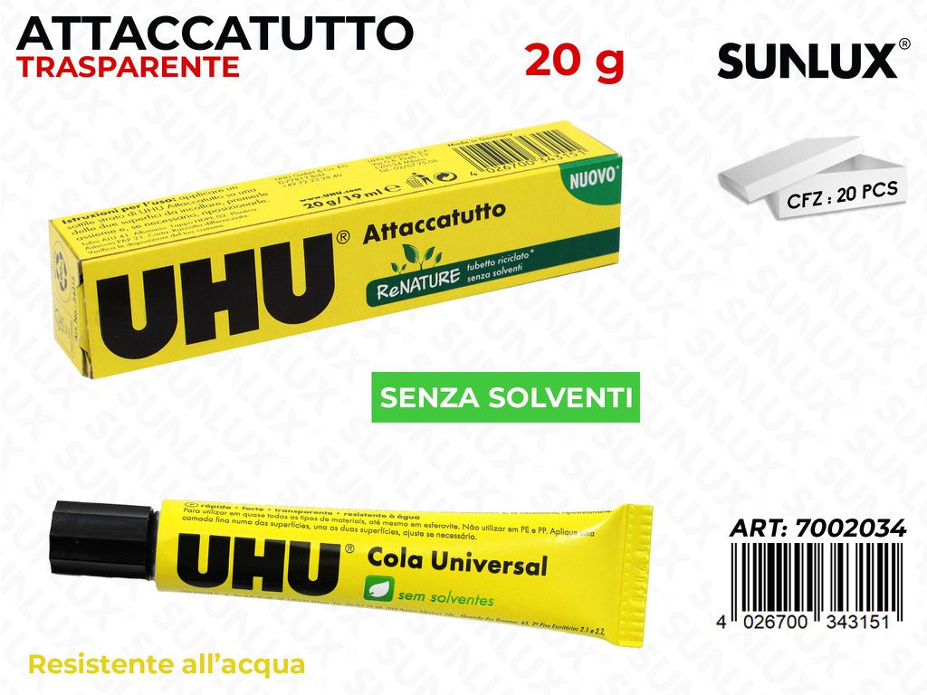 Uhu Attaccatutto Trasp. S. Solventi 20G