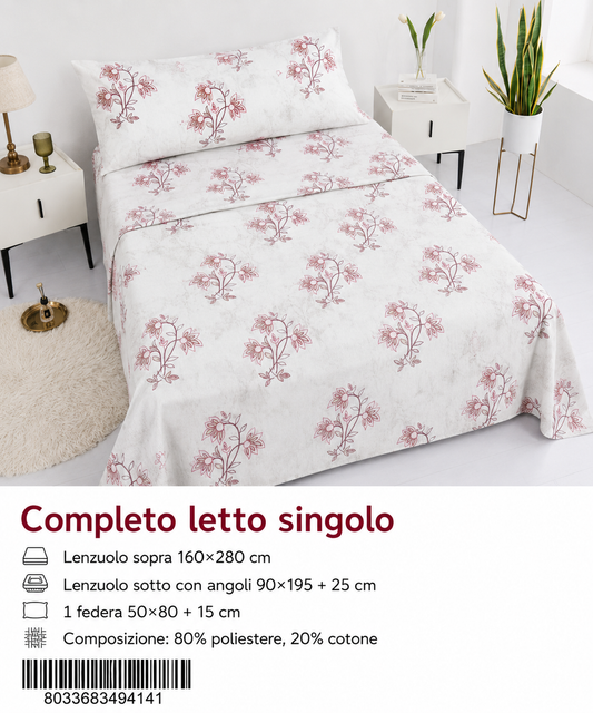 Set Di Lenzuola Singolo 160X280+90X200+50X80 Mz 302-Ltm
