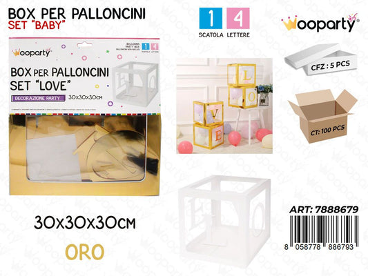 Wooparty Box Pallonc. Love Oro 30*30*30CM