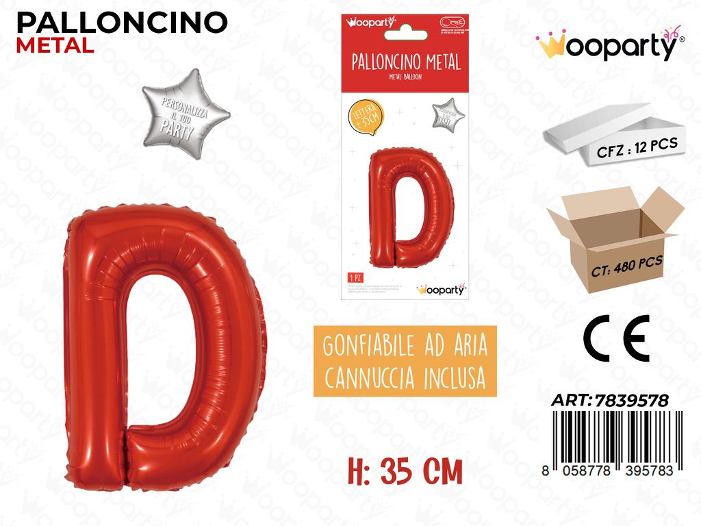Palloncino Rosso Metal 35CM L. D