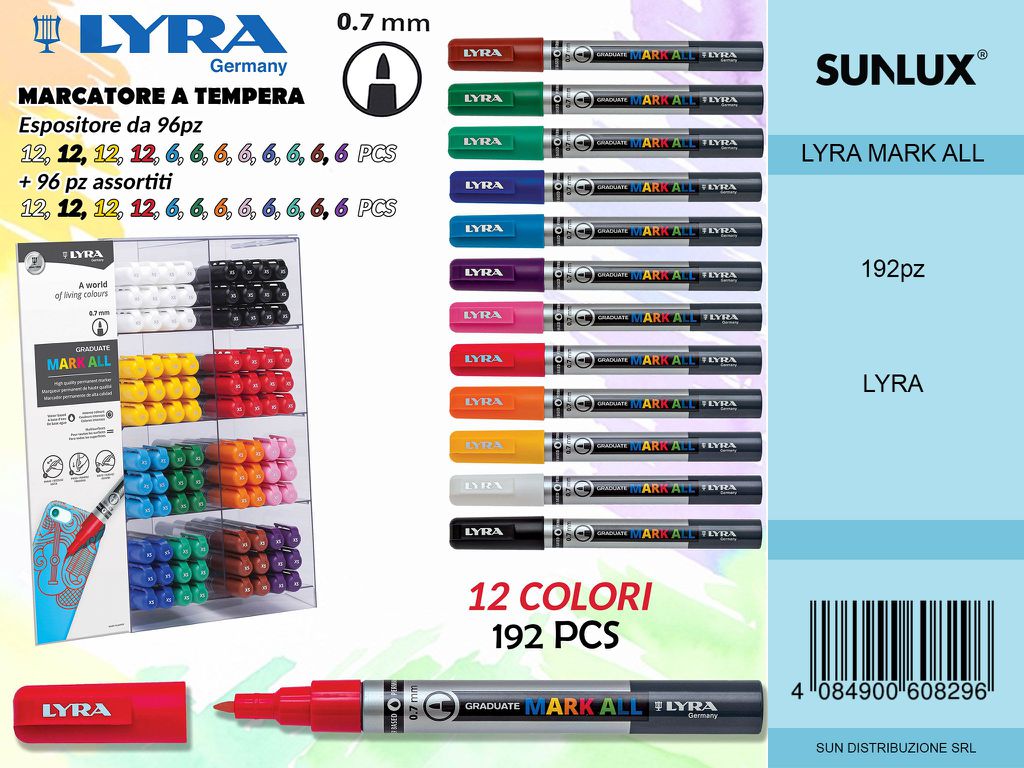 Esp. Lyra Mark All 12COL. Ass. PUNTA0.7MM