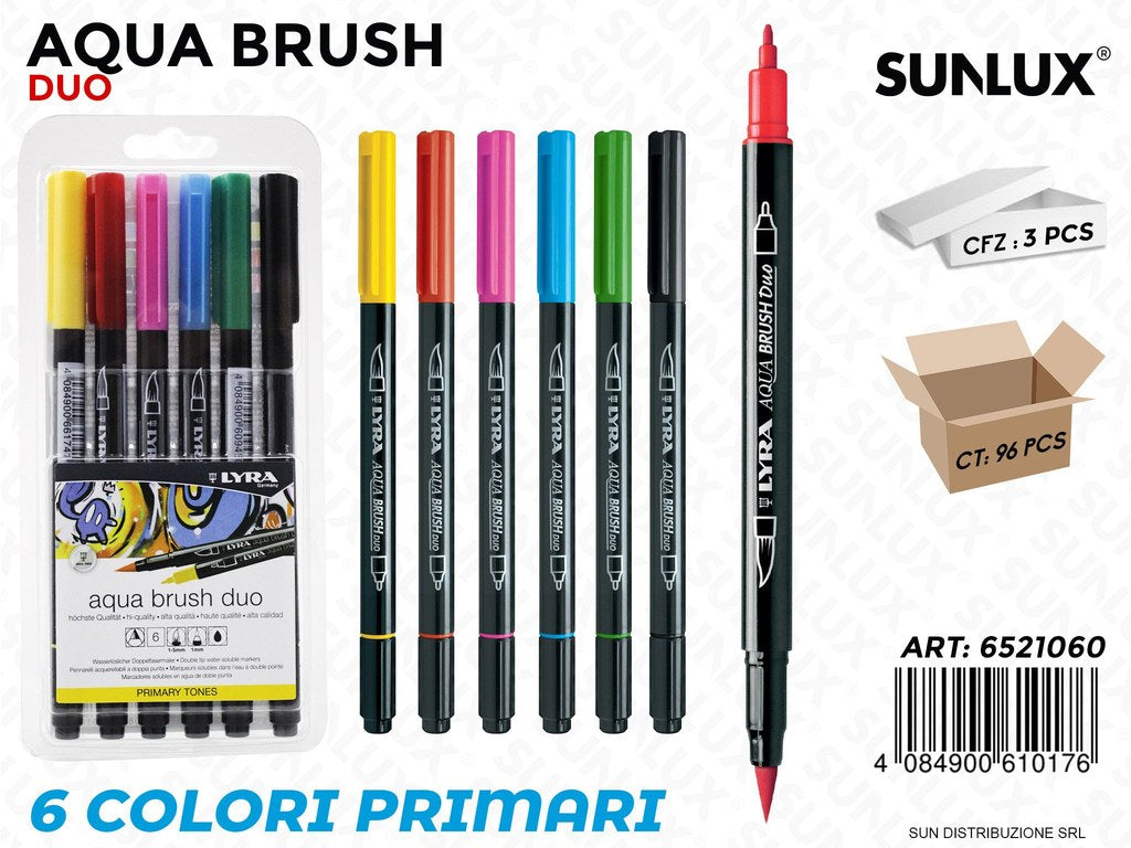 Ast. 6 Colori Primari Aqua Brush Duo