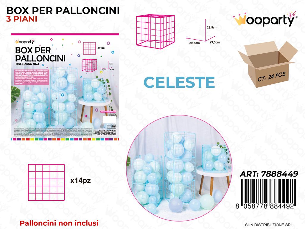 Box per Palloncini Celeste 29.5*29.5CM 14PCS