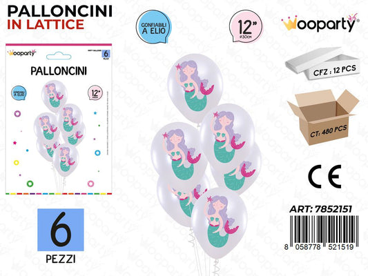 Wooparty Palloncini Sirena 6PCS 30CM