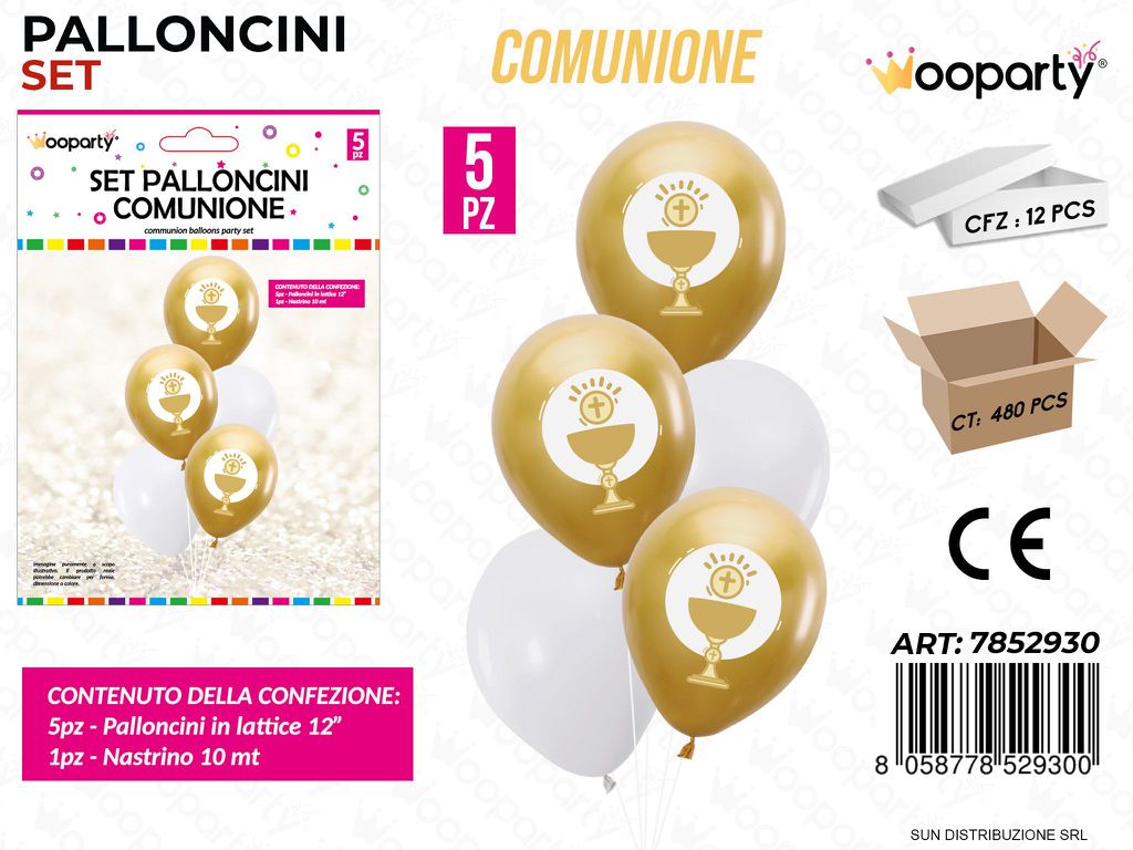 Set Palloncini Comunione 5PCS Ass. / Pz da 12