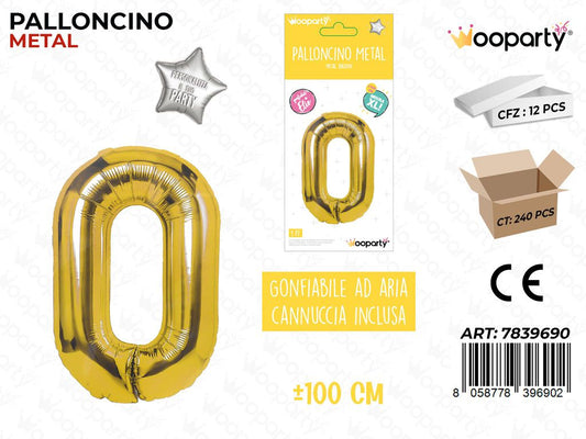 100CM Palloncino Mylar Oro Num. 0