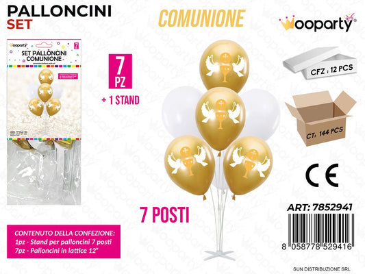 Set Palloncini c/ Stand Comunione 7PCS Ass. / Pz da 12