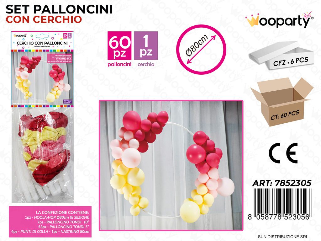 Cerchio con 60PALLONCINI Ass. D.80CM