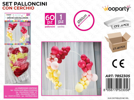Cerchio con 60PALLONCINI Ass. D.80CM