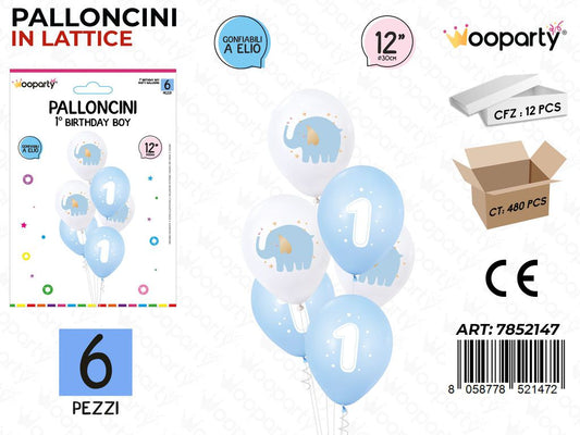 Wooparty Palloncini One Boy 6PCS 30CM