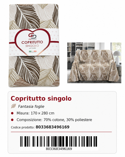 Copritutto 1P Stp Copritutto Foglia 24 Fango 170 X 280 Cm Un Colore Per Box