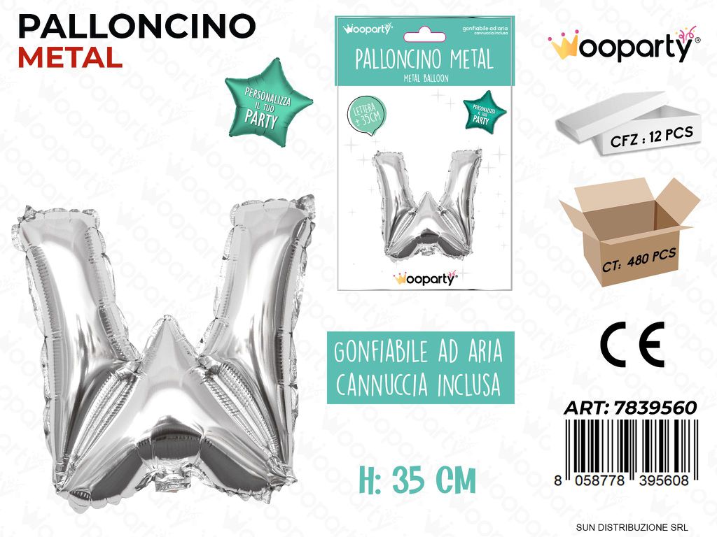 Palloncino Argento Metal 35CM L. W