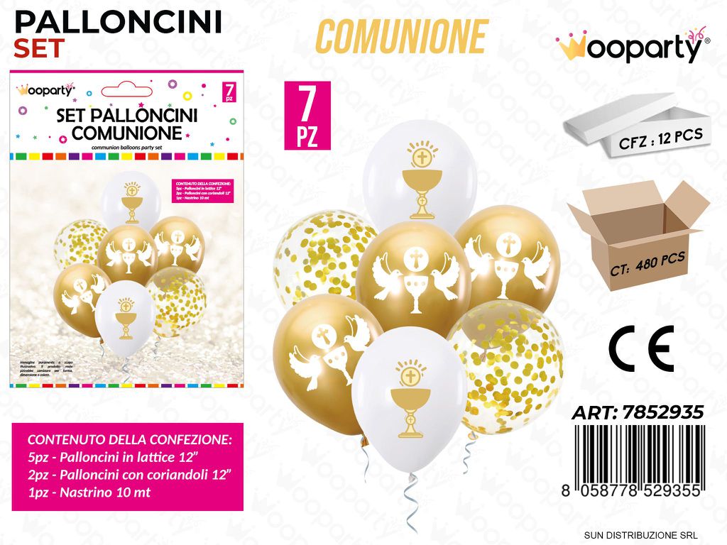 Set Palloncini Comunione 7PCS Ass. / Pz da 12