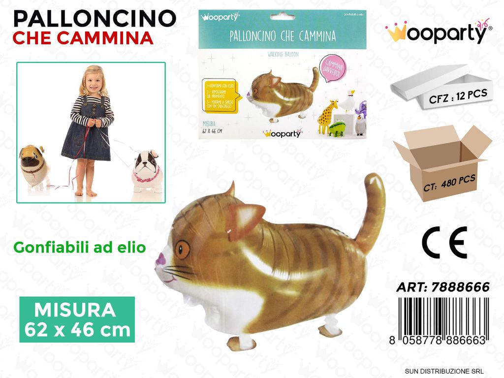 Palloncino Che Cammina Gatto 62*46CM