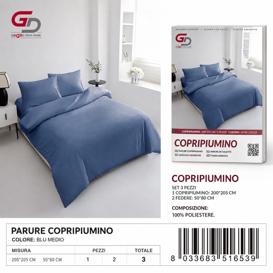 Parure Copripiumino Copripiumino+2 Federe Cuscino 200*205Cm 50*80+20Cm
