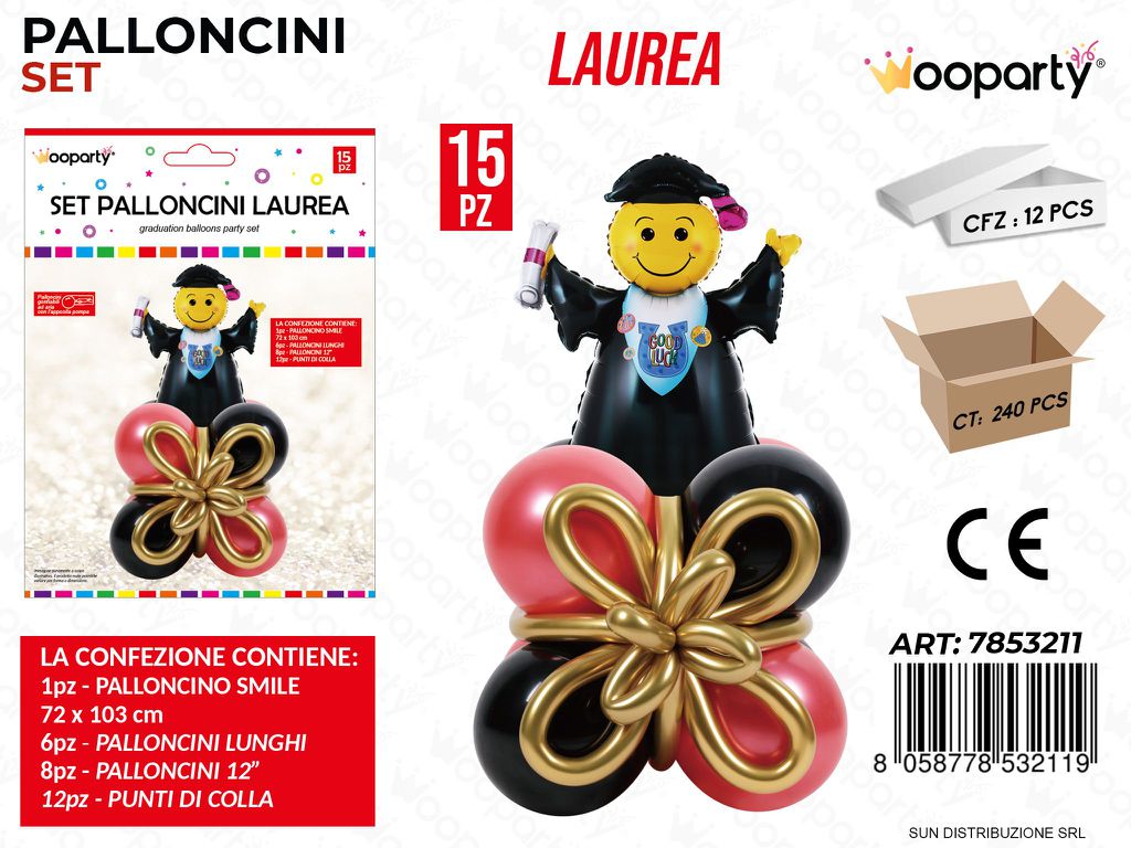 Set Palloncini Laurea 15PCS Ass.