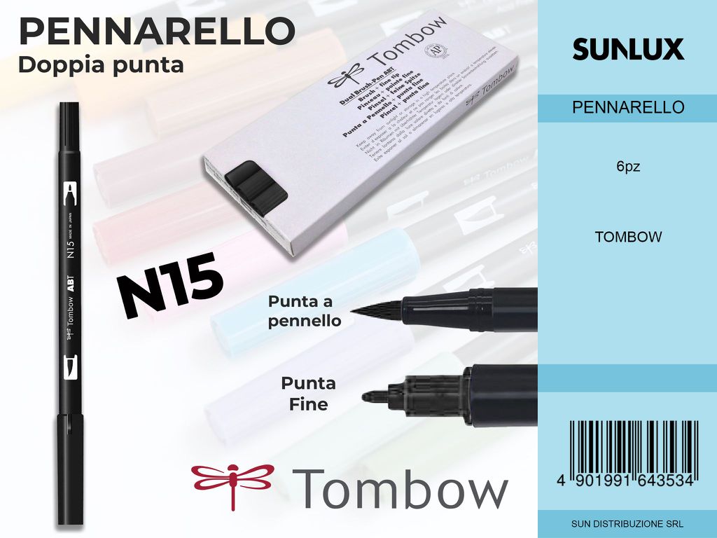 Pennarello Doppia Punta Nero N15