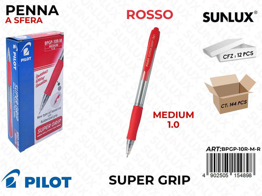 Pilot Super Grip Pen Rosso a Scatto 1.0MM