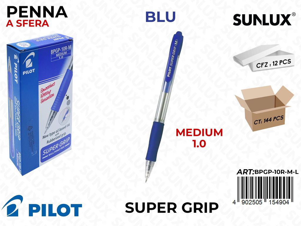 Pilot Super Grip Pen Blu a Scatto 1.0MM