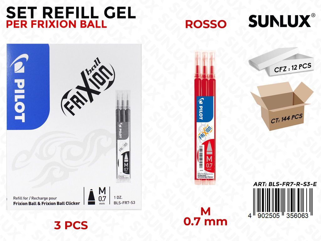 Pilot Refill Frixion 3PZ Rosso 0.7MM