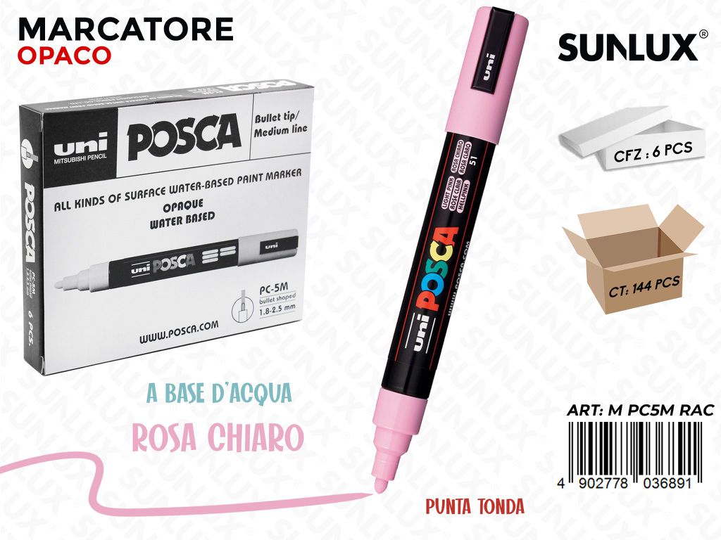 Uni Posca PC-5M M Rosa Chiaro da 6