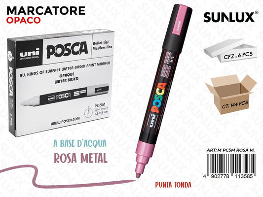 Uni Posca PC-5M M Rosa Metal / Pz da 6