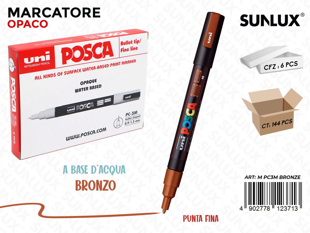 Uni Posca PC-3M M Bronzo 0.9-1.3MM / Pz da 6