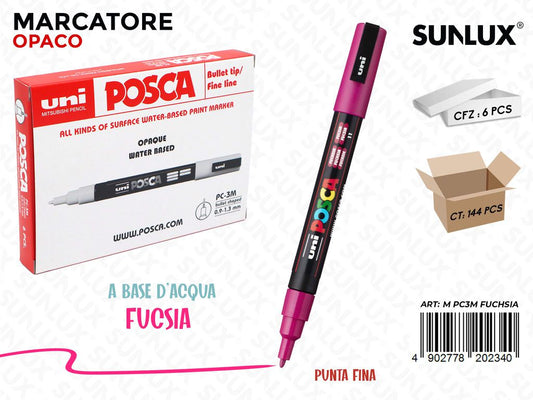 Uni Posca PC-3M M Fucsia 0.9-1.3MM / Pz da 6