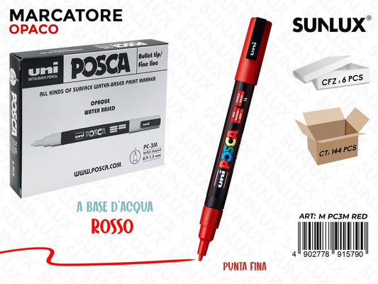 Uni Posca PC-3M M Rosso 0.9-1.3MM / Pz da 6