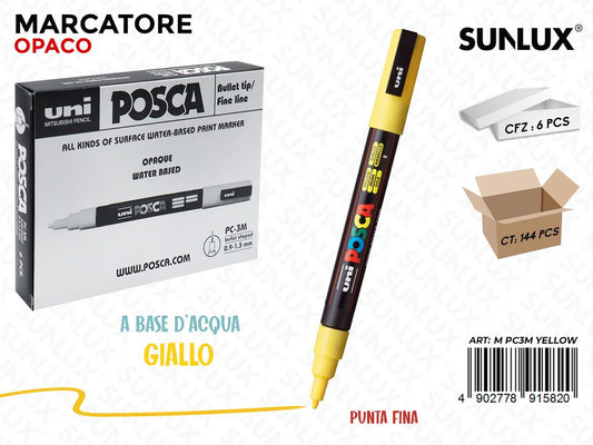 Uni Posca PC-3M M Giallo 0.9-1.3MM / Pz da 6