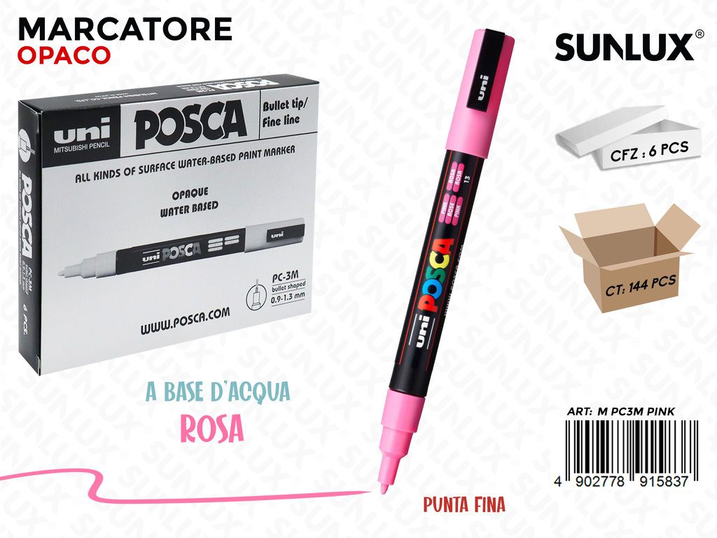 Uni Posca PC-3M M Rosa 0.9-1.3MM / Pz da 6
