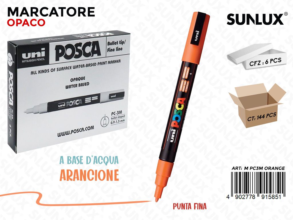 Uni Posca PC-3M M Arancione 0.9-1.3MM / Pz da 6