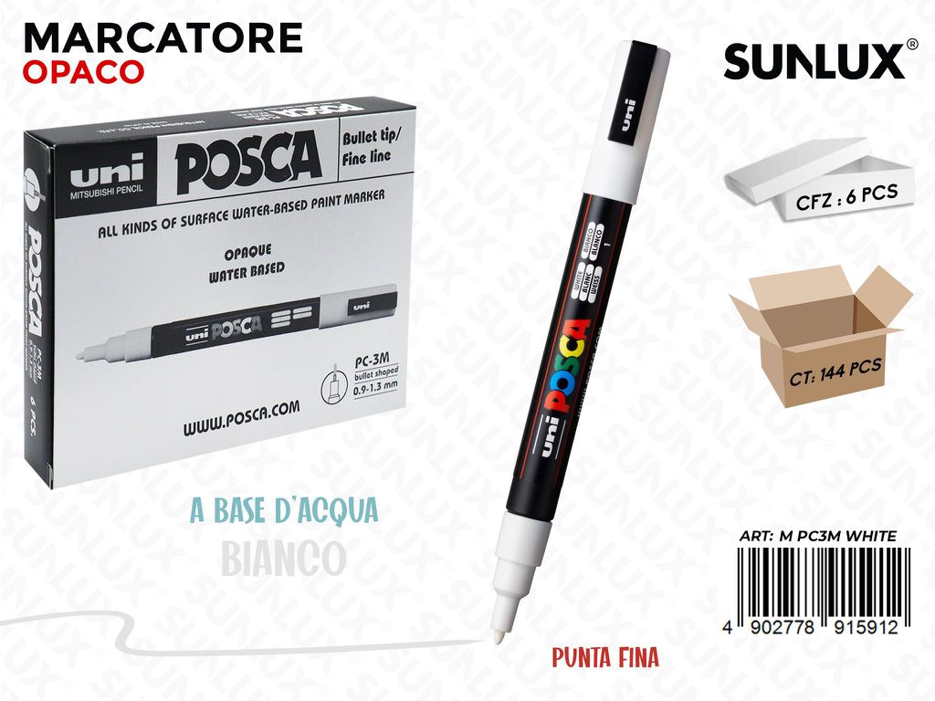 Uni Posca PC-3M M Bianco 0.9-1.3MM / Pz da 6