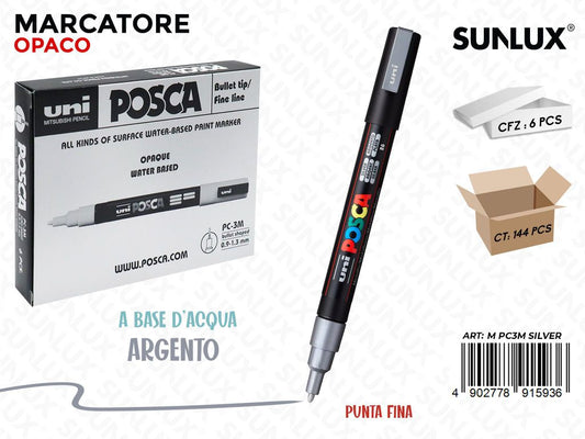 Uni Posca PC-3M M Argento 0.9-1.3MM / Pz da 6