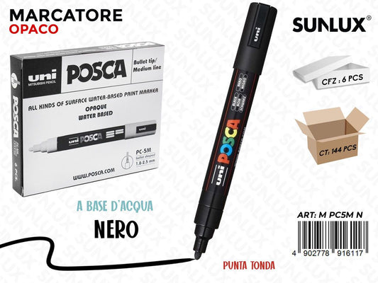 Uni Posca PC-5M M Nero Opaco/ Pz da 6