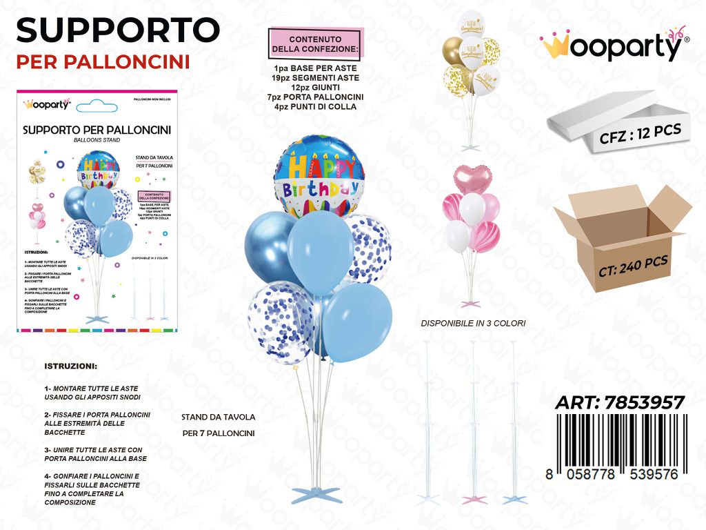 Supporto per Palloncini Stand 7POSTI 3COL.