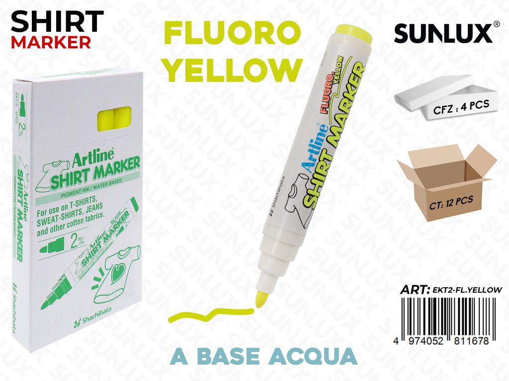 Pen. Shirt Marker per Tessuto Giallo Fluo /Pz da a 4
