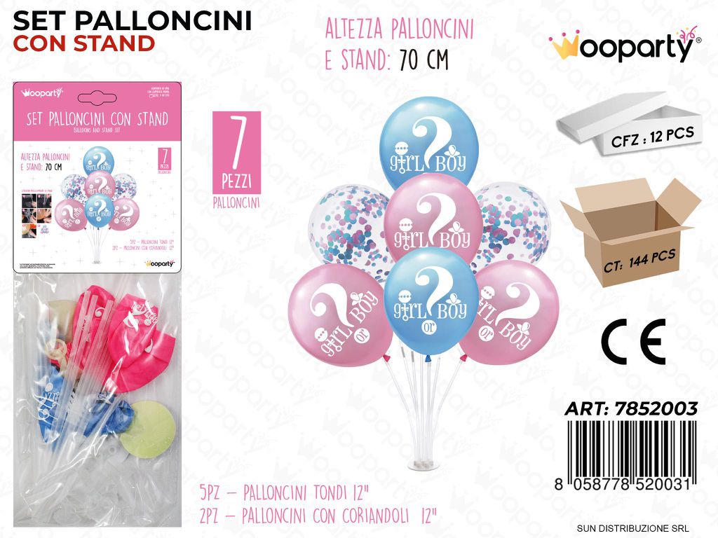Set Pallon. c/ Stand Girl Or Boy 7PCS Ass 70CM