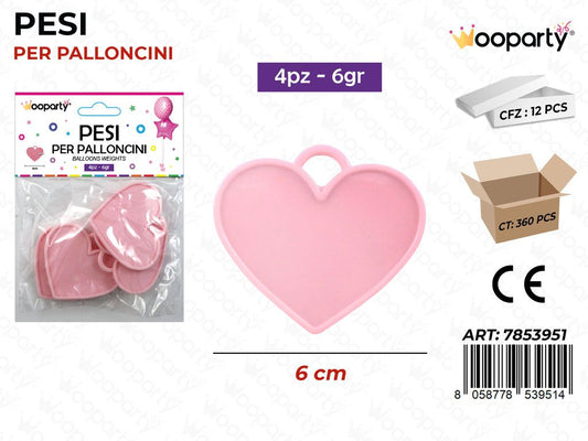 Pesi per Palloncini Cuore Rosa 4PCS 6GR