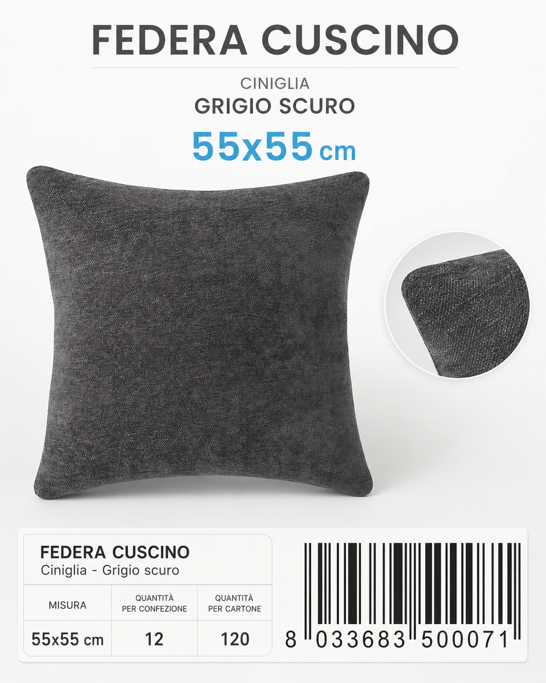 Federa Per Cuscino 55*55Cm