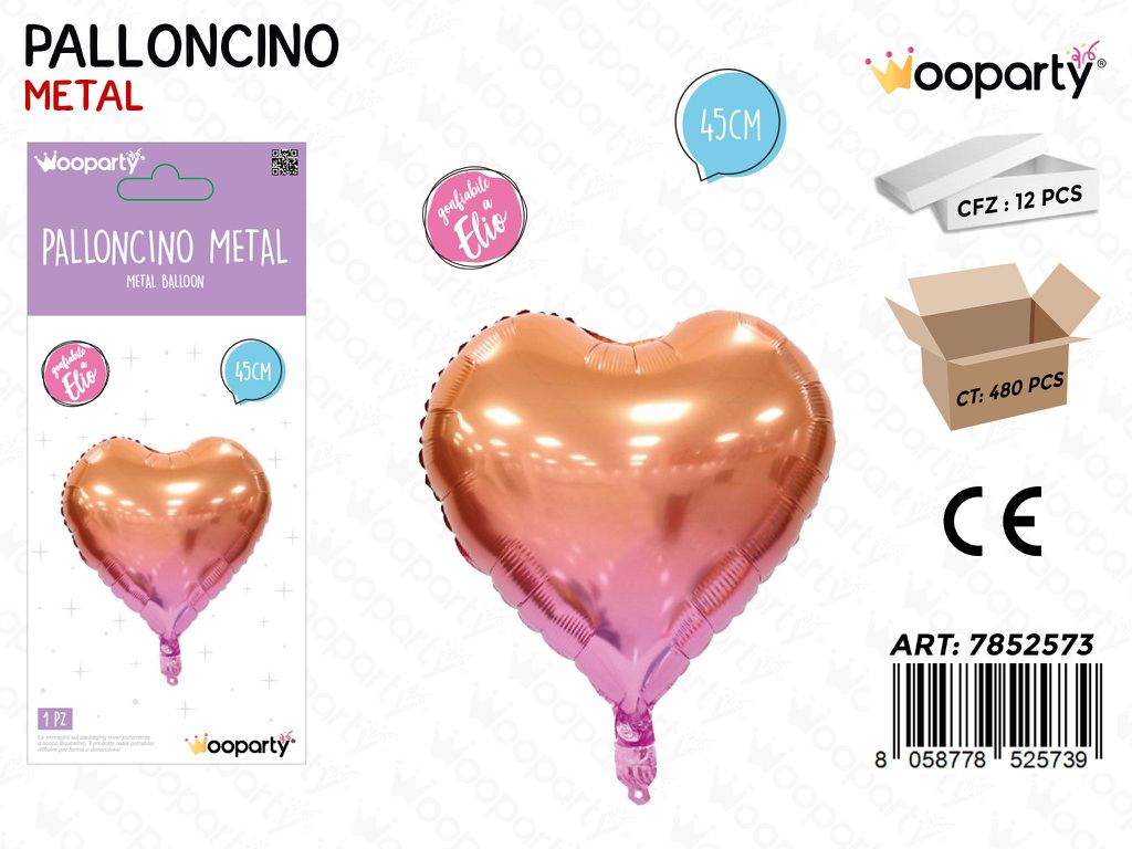 Wooparty Palloncino Metal Cuore 45CM