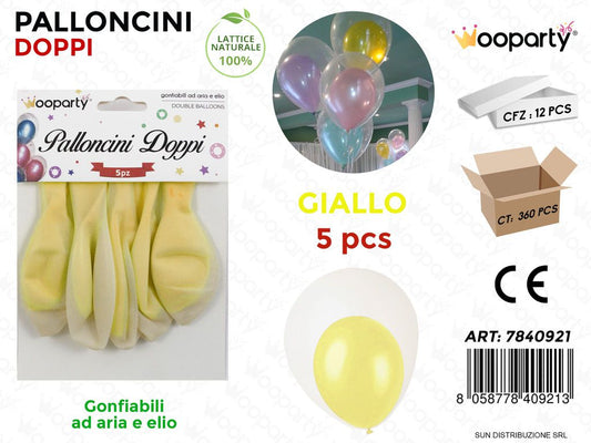 Palloncini Doppi Trasp.- Giallo 5PCS
