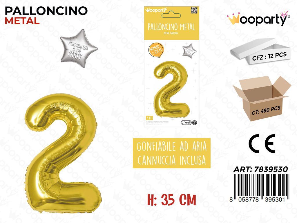 Palloncino Oro Metal 35CM N. 2