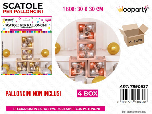 Scatole per Palloncini 4BOX Baby Oro Rosa 30*30CM